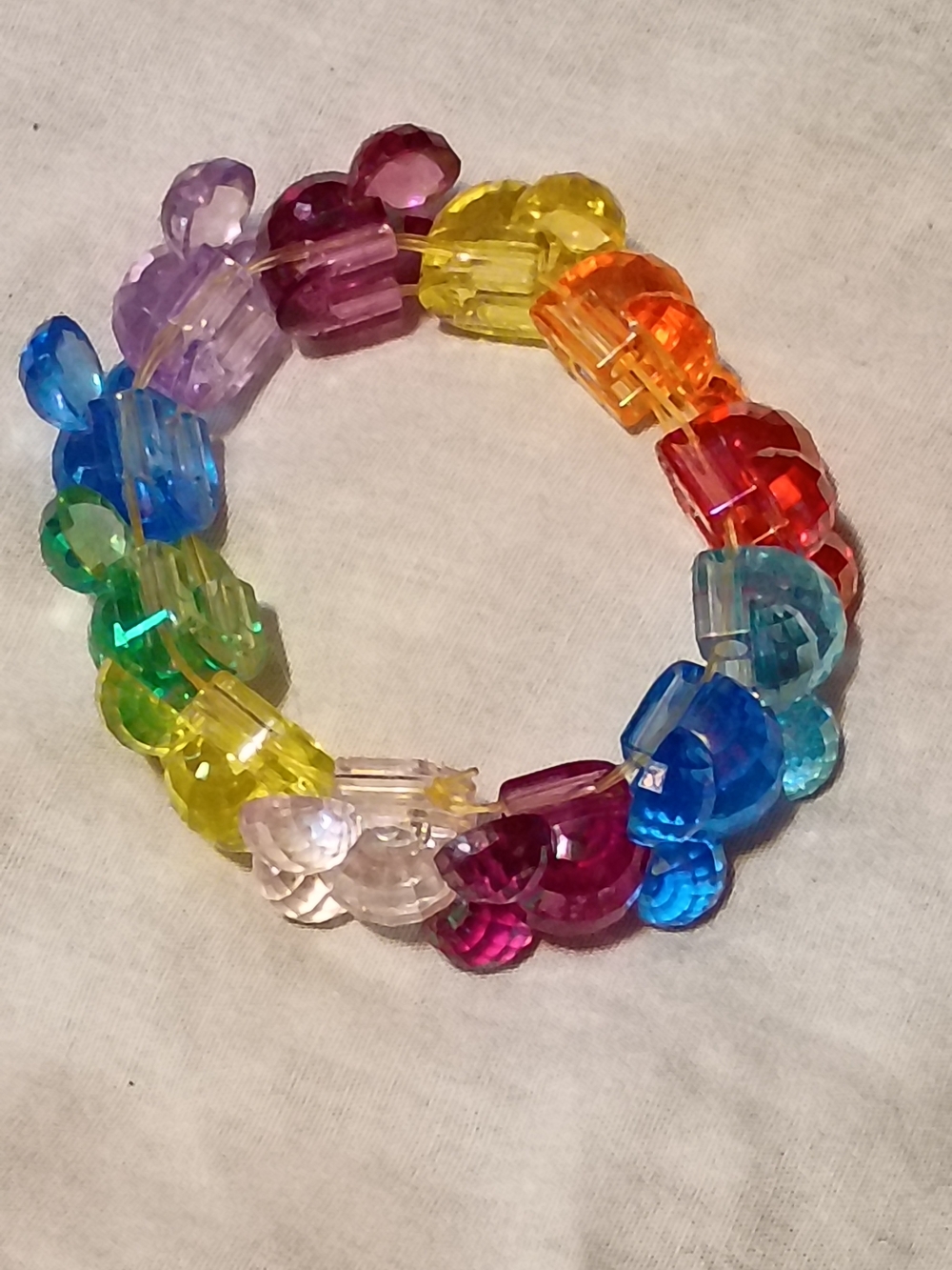 Mickey Inspired Rainbow Crystal (Plastic) Bead Stretch Bracelet - Picture 2 of 4